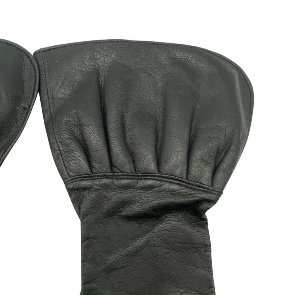 Vintage black leather driving gloves size 7 Pouf peplum‎ flared wrist